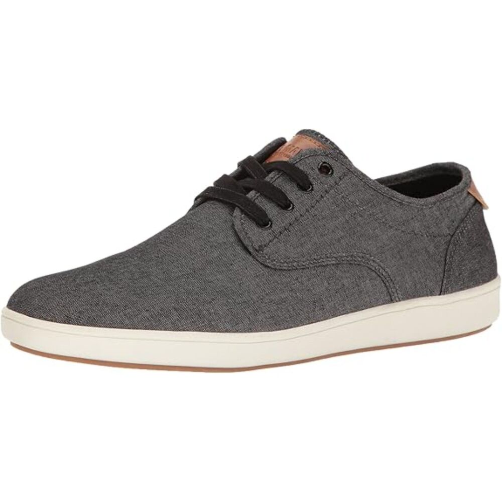 Men's Black Fabric Round Toe Lace-up Rubber Sole Lightweight Fashion Sneakers